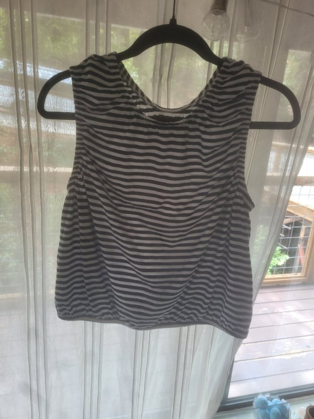 Its a new day black and white striped tee